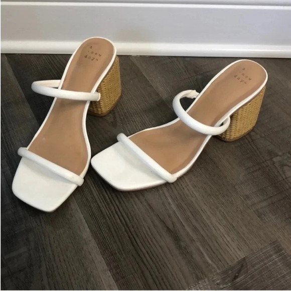 a new day Shoes - A new day Miley heel white strap sandals block heel
